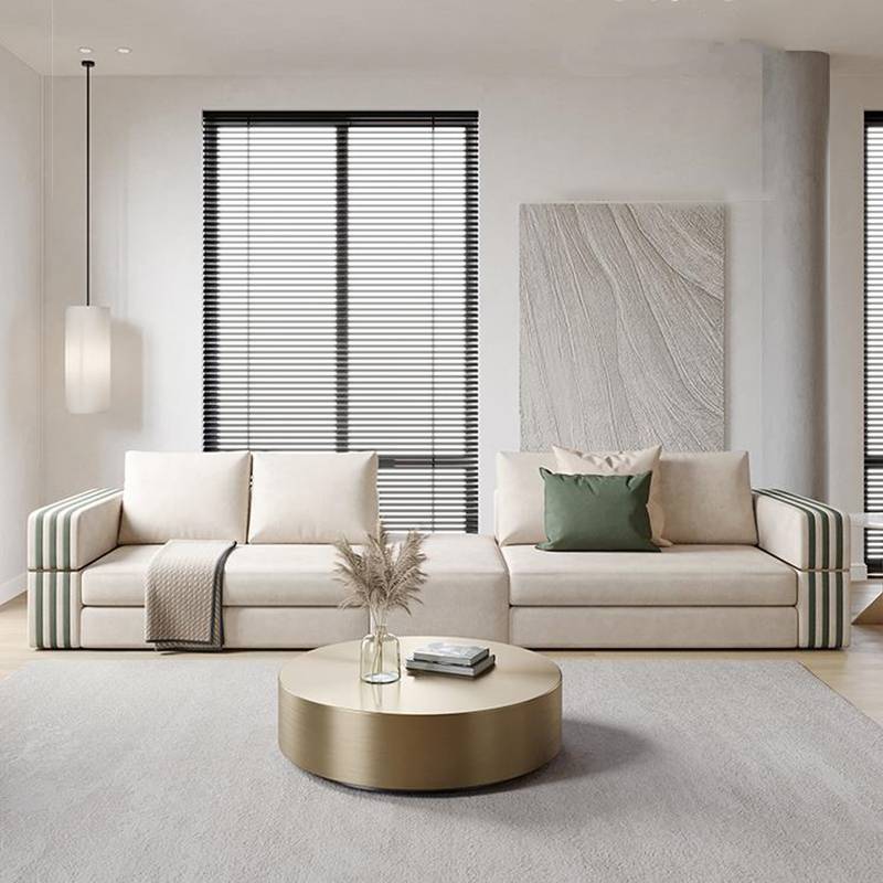 Light Luxury Style Italian Simple Design Striped Armrest Edge Sofa