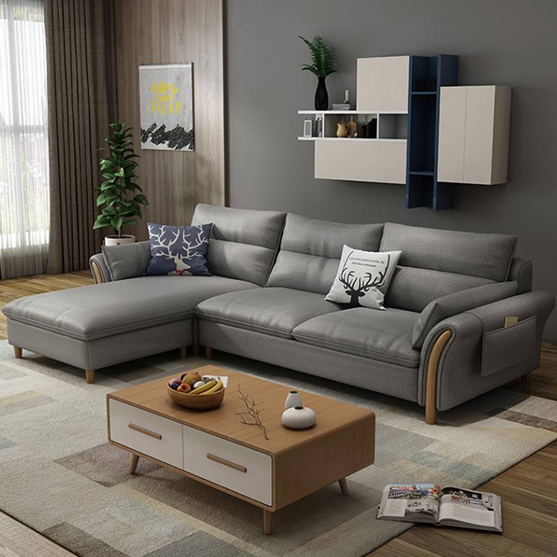 Simple Nordic Style Nano Technology Leather Chaise Longue Sofa
