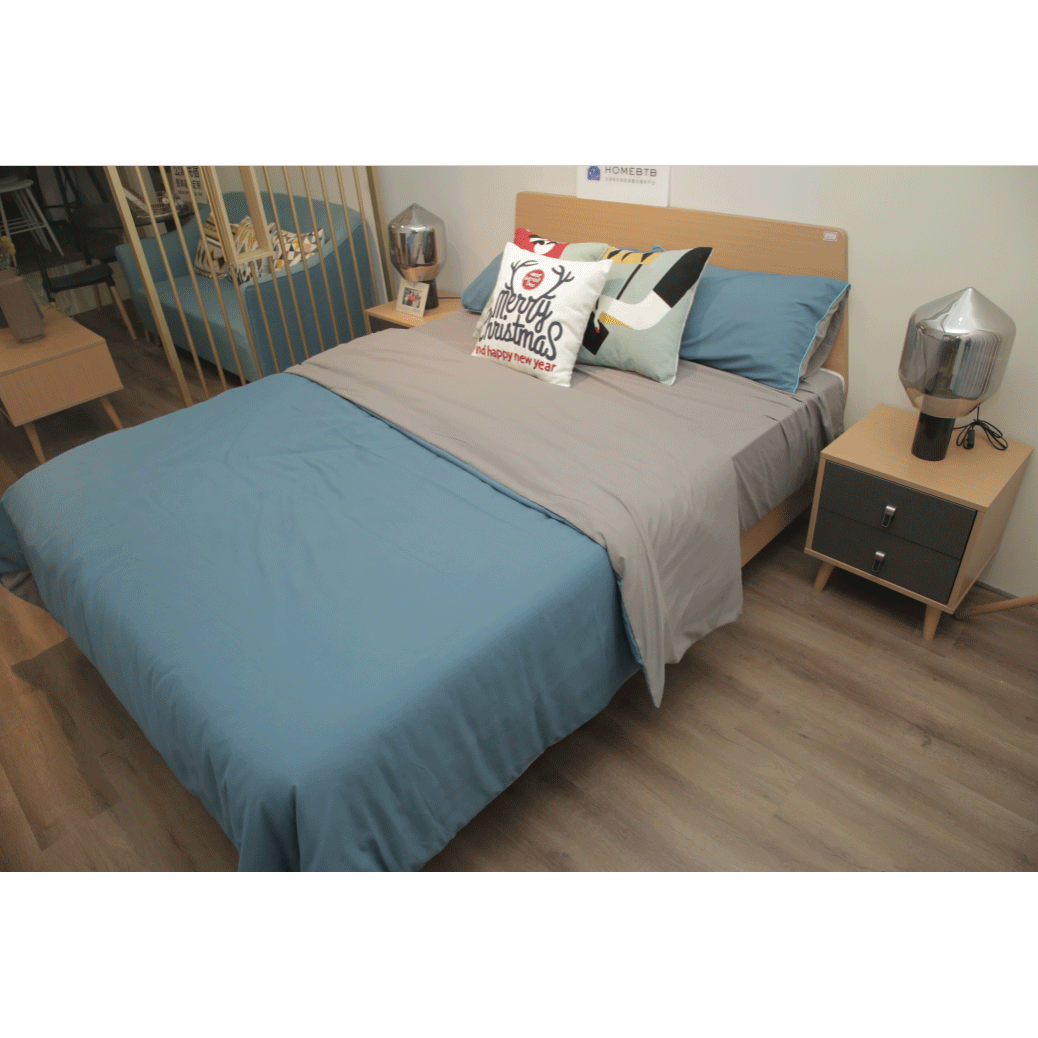 Fashion Sea Blue Wood Bed