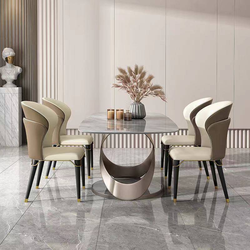 Light luxury Style Italian Rock Slate Rose Gold Frame Dining Table X
