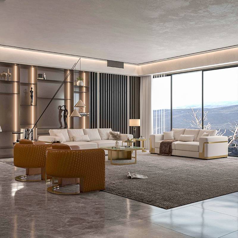 Light Luxury Style Italian Simple Design Gold Edge Sofa