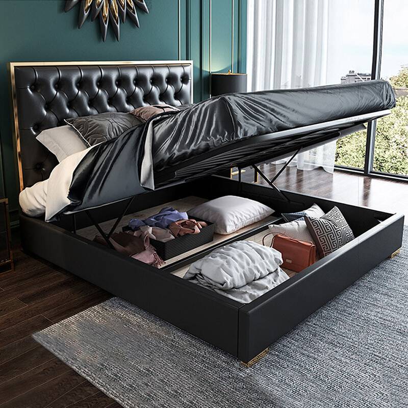Light Luxury Style Black Gold Edging Bed