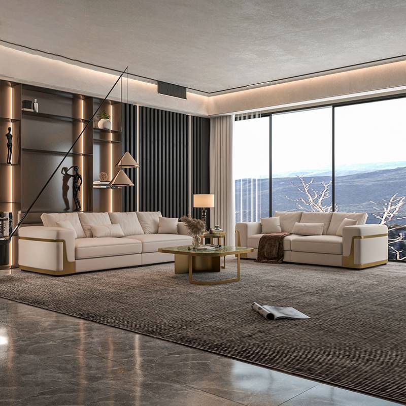 Light Luxury Style Italian Simple Design Gold Edge Sofa