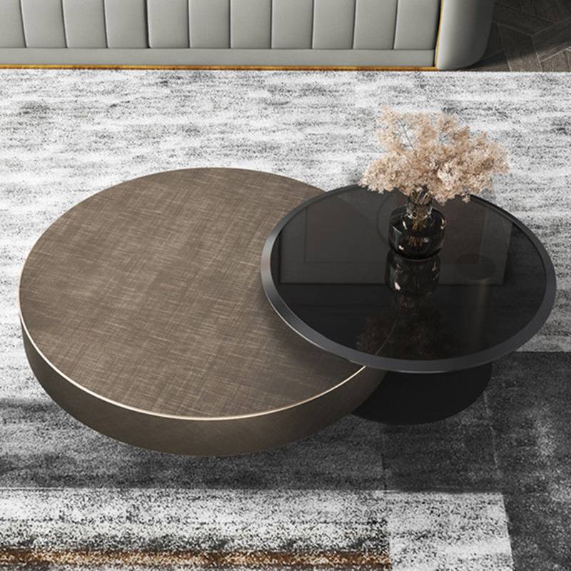 Light Luxury Style Vintage Bronze Tempered Glass Combination Coffee Table