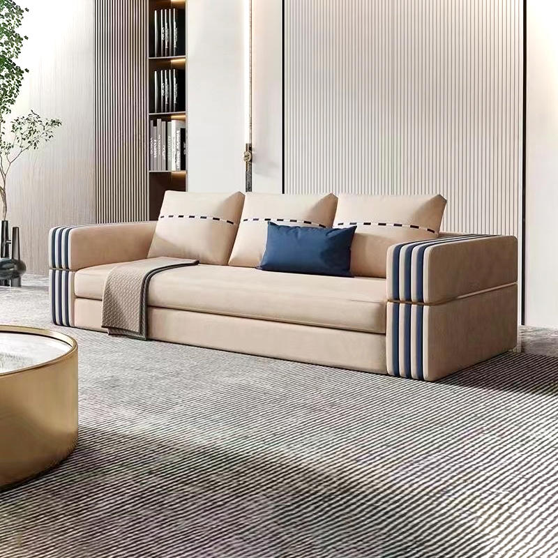 Light Luxury Style Italian Simple Design Striped Armrest Edge SofaproductInfoLeftImg