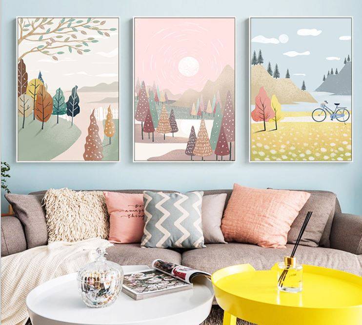 Nordic Style Light Luxury Hanging Painting Seasonal Scenery A-F