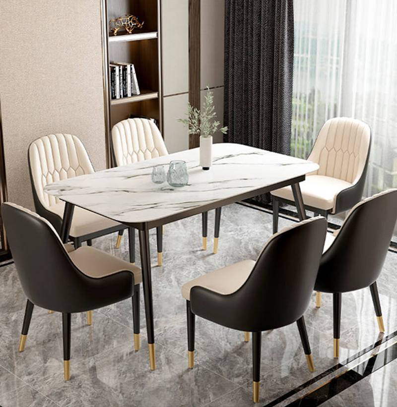 Light Luxury Style Grey Dining Table Chair