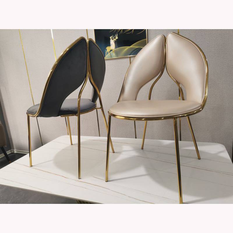 Light luxury Style Modern Triangle Design Gold-plated Frame Dining Table Chair
