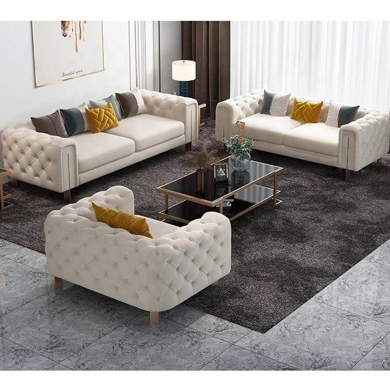 Light Luxury StyleModern American Bubble Microfiber Leather Sofa