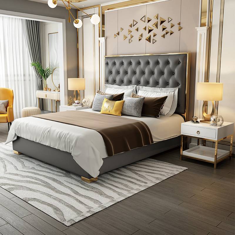Light Luxury Style Black Gold Edging Bed