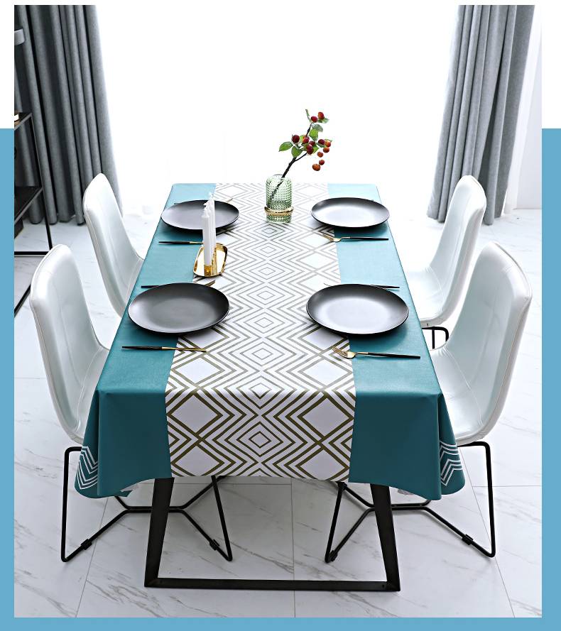 Simple Nordic Style PVC Square Tablecloth (Big Grid)