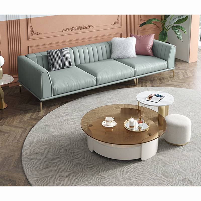 Light Luxury Style Champagne Tempered Glass Combination Coffee Table