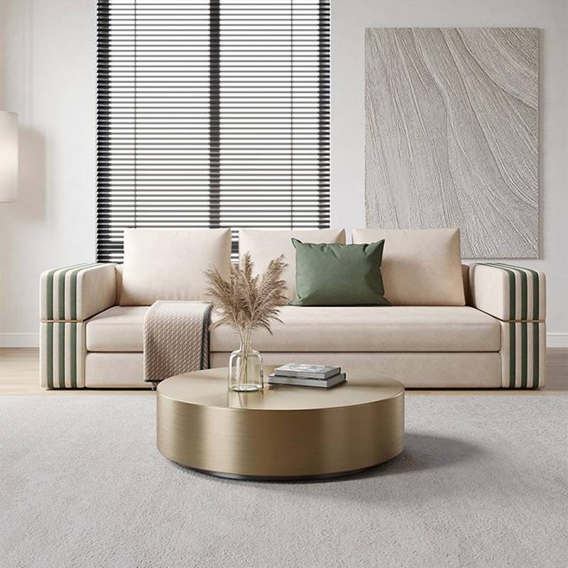 Light Luxury Style Italian Simple Design Striped Armrest Edge Sofa