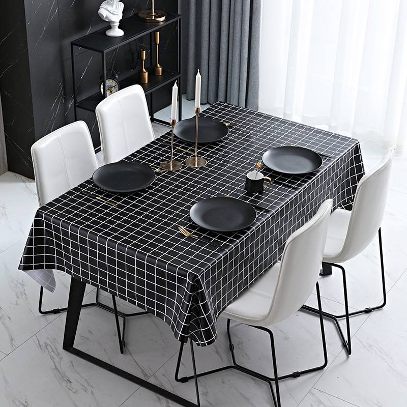 Simple Nordic Style PVC Square Tablecloth (Middle Grid)