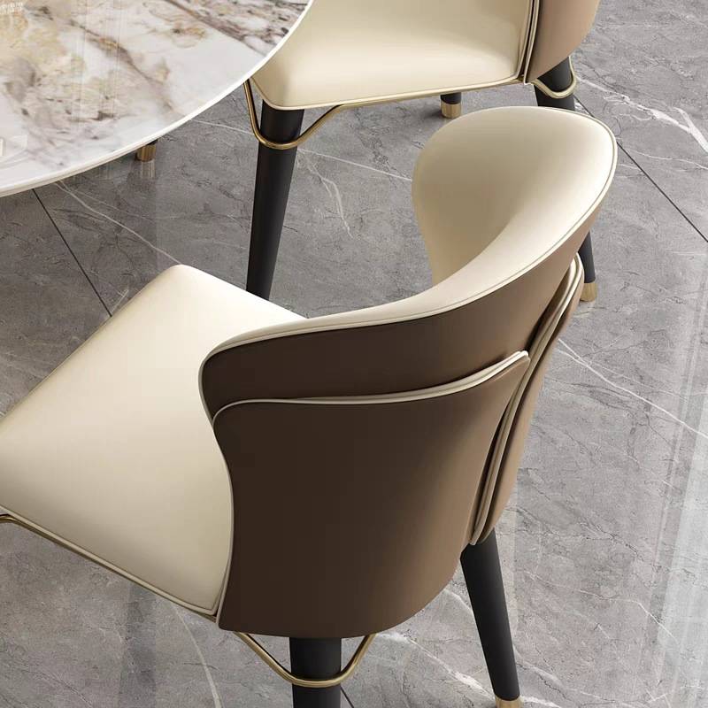 Light Luxury Style Italian Minimalist Leather Solid Wood Dining Table Chair