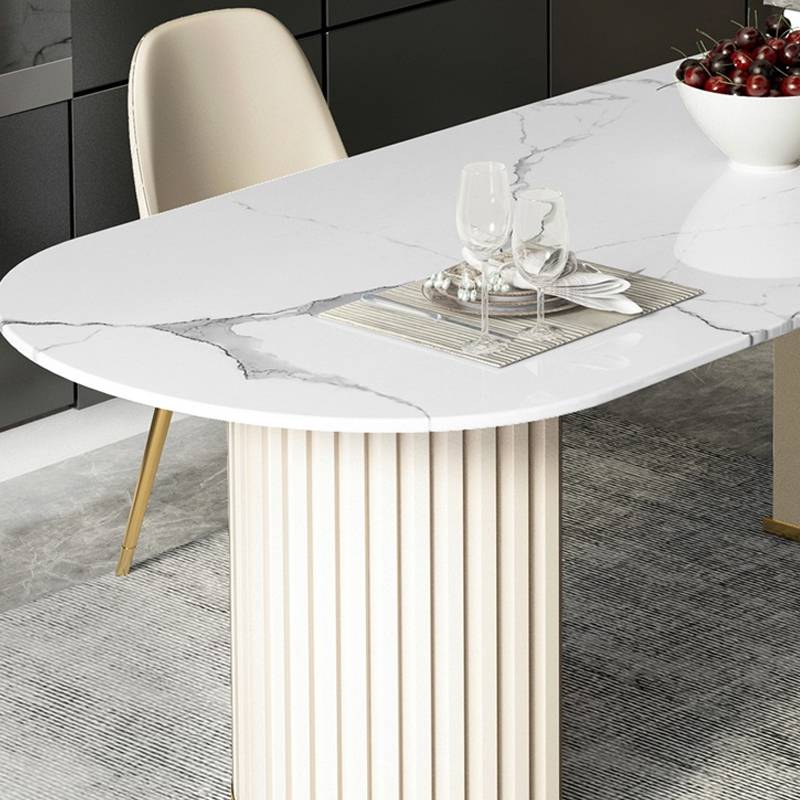 Light luxury Style Marble White Gold Dining Table Ⅱ